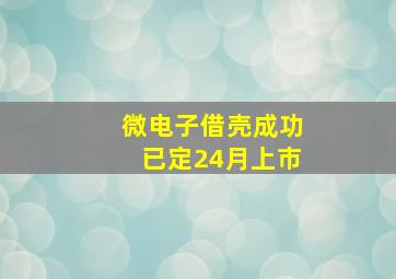 微电子借壳成功已定24月上市