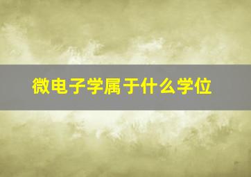 微电子学属于什么学位