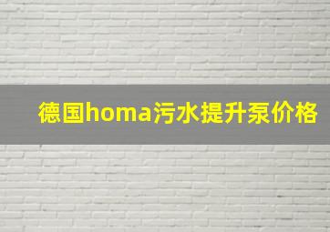 德国homa污水提升泵价格