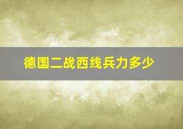 德国二战西线兵力多少