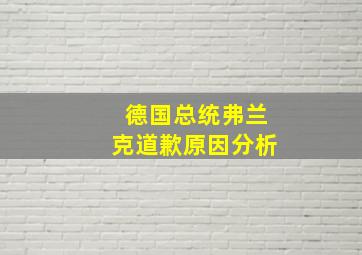 德国总统弗兰克道歉原因分析