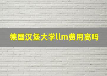 德国汉堡大学llm费用高吗