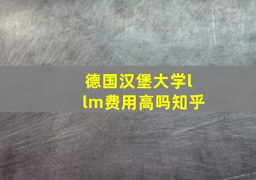 德国汉堡大学llm费用高吗知乎