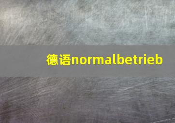 德语normalbetrieb