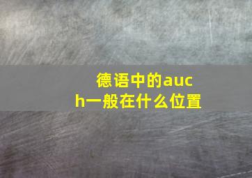 德语中的auch一般在什么位置