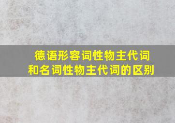 德语形容词性物主代词和名词性物主代词的区别