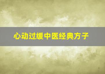 心动过缓中医经典方子