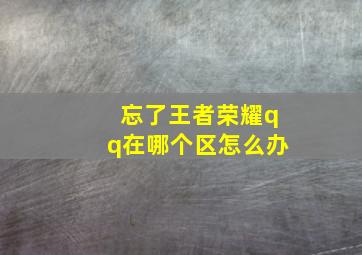 忘了王者荣耀qq在哪个区怎么办