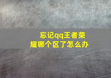 忘记qq王者荣耀哪个区了怎么办