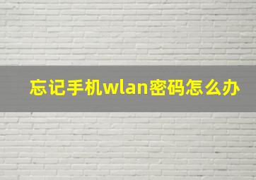 忘记手机wlan密码怎么办