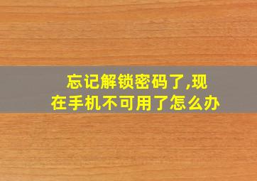 忘记解锁密码了,现在手机不可用了怎么办