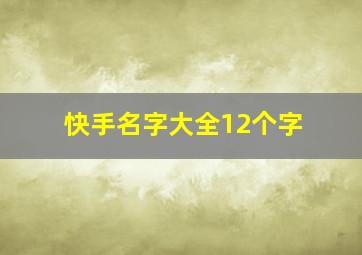 快手名字大全12个字