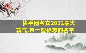 快手网名女2022最火霸气,带一些标志的名字