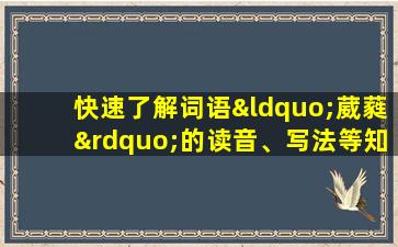 快速了解词语“葳蕤”的读音、写法等知识点