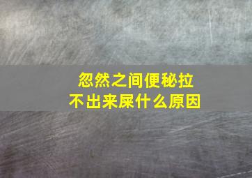 忽然之间便秘拉不出来屎什么原因