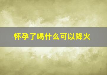 怀孕了喝什么可以降火