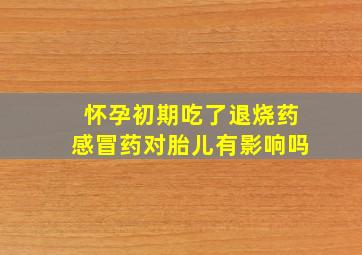 怀孕初期吃了退烧药感冒药对胎儿有影响吗