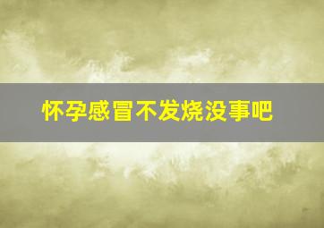 怀孕感冒不发烧没事吧