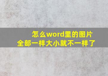 怎么word里的图片全部一样大小就不一样了