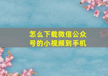 怎么下载微信公众号的小视频到手机