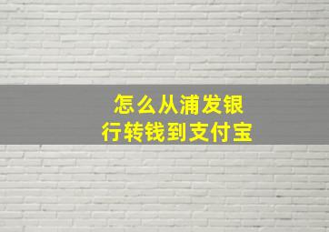 怎么从浦发银行转钱到支付宝