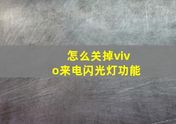 怎么关掉vivo来电闪光灯功能