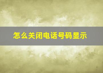 怎么关闭电话号码显示