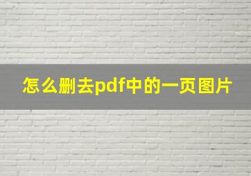 怎么删去pdf中的一页图片