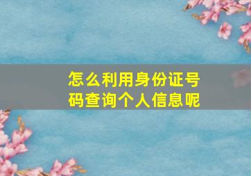 怎么利用身份证号码查询个人信息呢