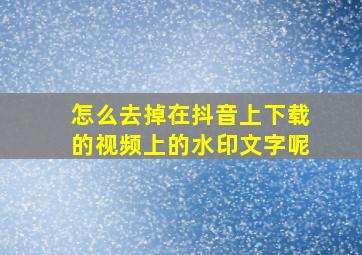 怎么去掉在抖音上下载的视频上的水印文字呢