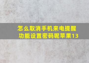 怎么取消手机来电提醒功能设置密码呢苹果13