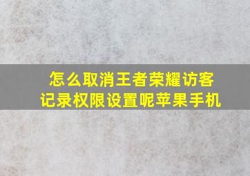 怎么取消王者荣耀访客记录权限设置呢苹果手机