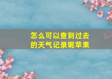 怎么可以查到过去的天气记录呢苹果