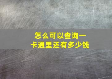 怎么可以查询一卡通里还有多少钱