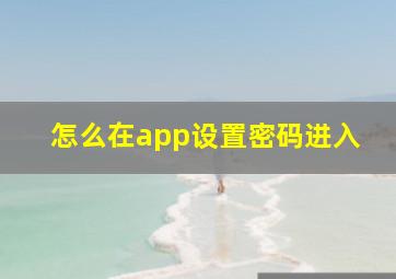 怎么在app设置密码进入