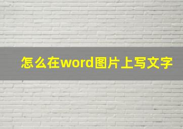 怎么在word图片上写文字