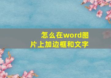 怎么在word图片上加边框和文字