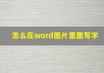 怎么在word图片里面写字