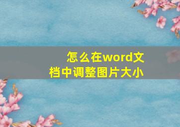 怎么在word文档中调整图片大小