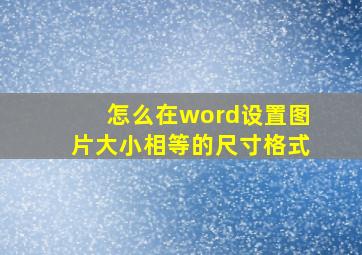 怎么在word设置图片大小相等的尺寸格式