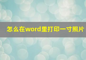 怎么在word里打印一寸照片