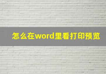 怎么在word里看打印预览