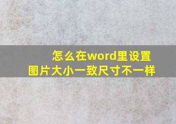 怎么在word里设置图片大小一致尺寸不一样