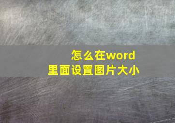 怎么在word里面设置图片大小