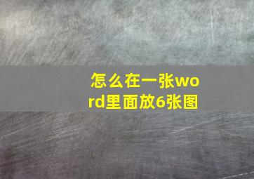 怎么在一张word里面放6张图