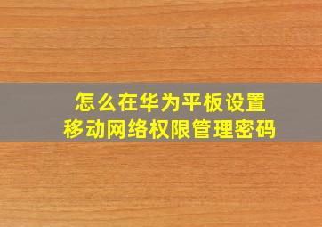 怎么在华为平板设置移动网络权限管理密码