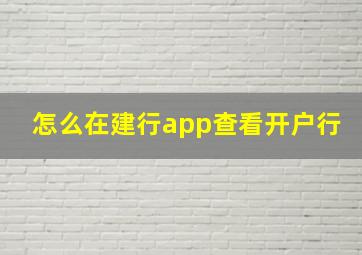 怎么在建行app查看开户行