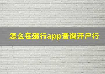 怎么在建行app查询开户行