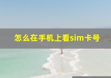 怎么在手机上看sim卡号