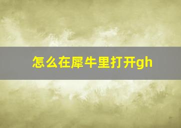 怎么在犀牛里打开gh